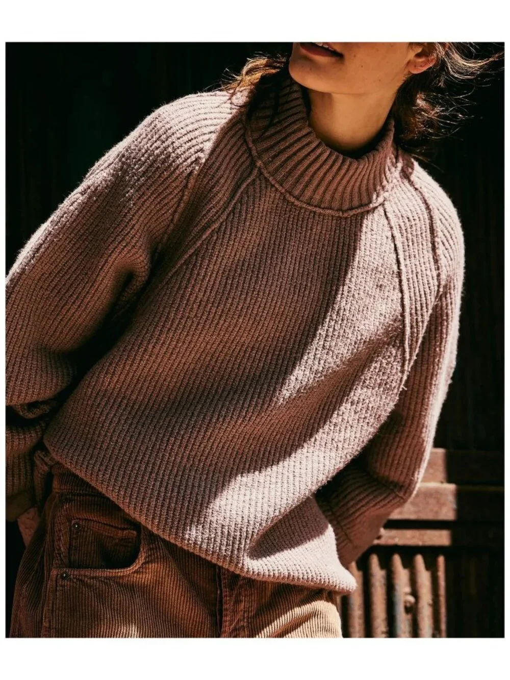 NEW Free People Sunbeam Oversized Turtleneck Knit Sweater Cottagecore Womens XS